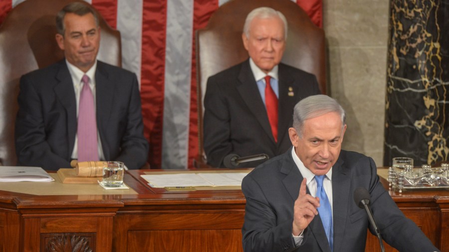 Israel's Prime Minister Benjamin Netanyahu speaks before joint session of Congress, on March, 03, 2015 in Washington, DC.