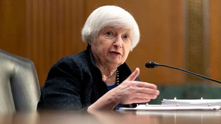 Treasury Secretary Janet Yellen speaks during a congressional hearing.