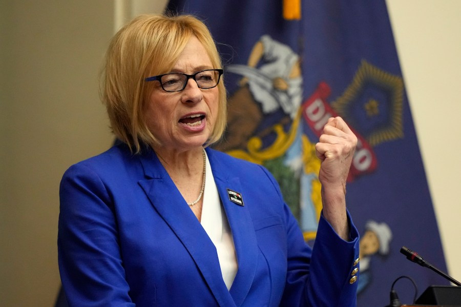 FILE - Maine's Democratic Gov. Janet Mills delivers her State of the State address, Jan. 30, 2024, at the State House in Augusta, Maine. Maine will become the latest to join a multistate effort to elect the president by popular vote with the Democratic governor's announcement Monday, April 15, that she's letting the proposal become law without her signature. (AP Photo/Robert F. Bukaty, File)