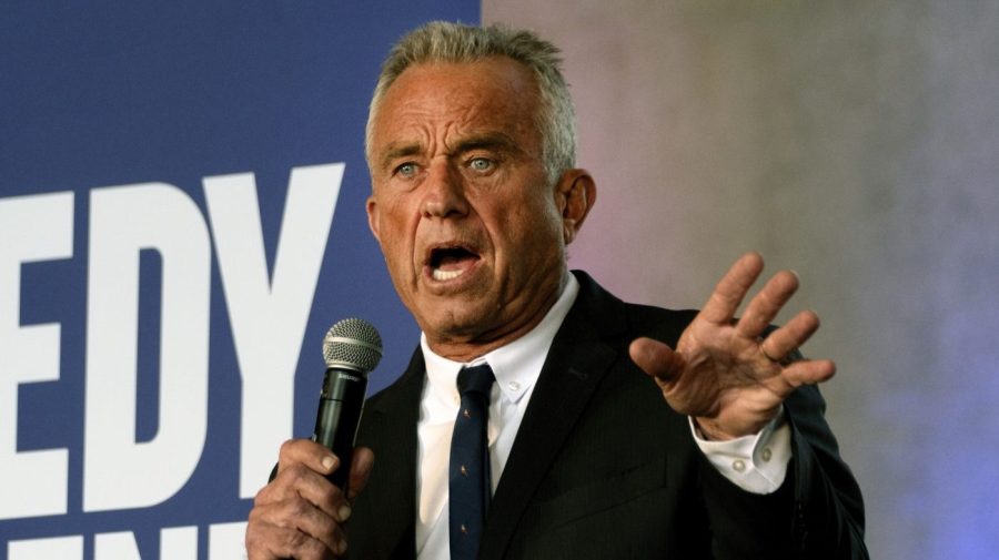 Robert F. Kennedy Jr. speaks during a rally.