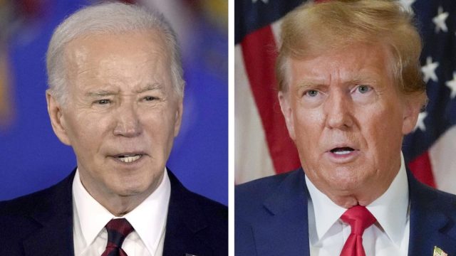 President Biden and former President Trump appear side-by-side in this composite image.