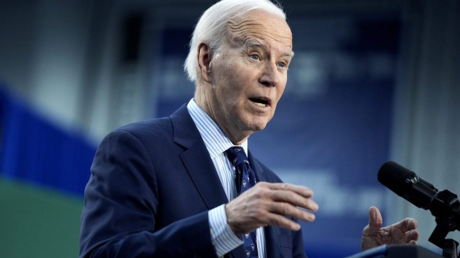 President Biden speaks at a university event.