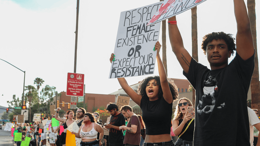 Abortion rights activists protest during a Pro Choice rally.