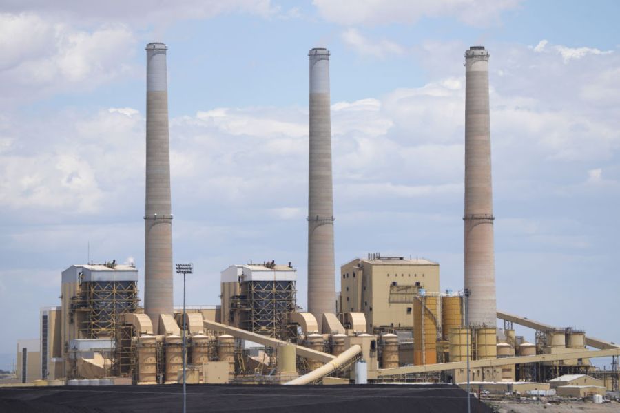 Smokestacks at the PacifiCorp Hunter coal-fired electrical generation plant.