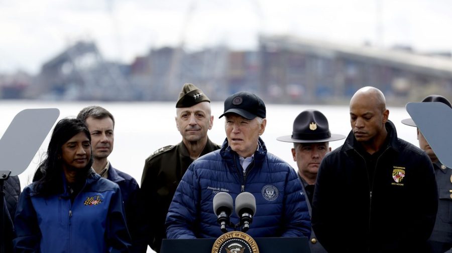 President Biden speaks at the Maryland Transportation Authority Police Headquarters.