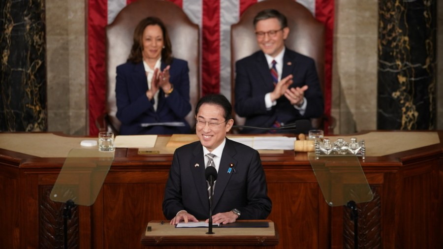 Japanese Prime Minister Fumio Kishida addresses joint session of Congress on April 11, 2024.