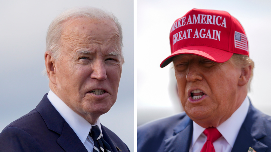 President Biden and former President Trump appear side-by-side in this composite image.