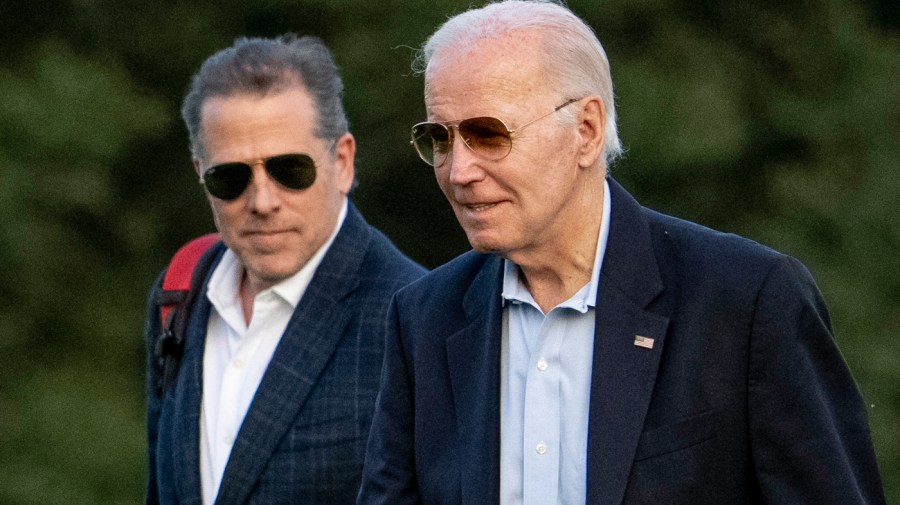 President Joe Biden, and his son Hunter Biden arrive at Fort McNair, Sunday, June 25, 2023, in Washington.