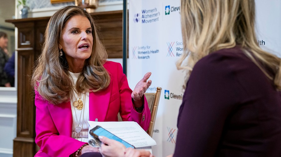 Maria Shriver sits for an interview.