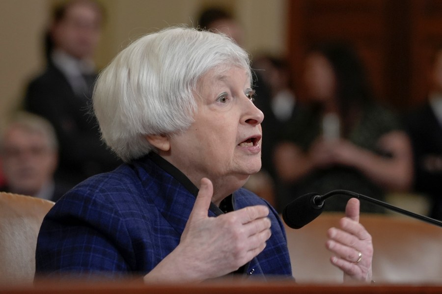 Treasury Secretary Janet Yellen testifies during a House Ways and Means Committee hearing, Tuesday, April 30, 2024, on Capitol Hill in Washington. (AP Photo/Mariam Zuhaib)