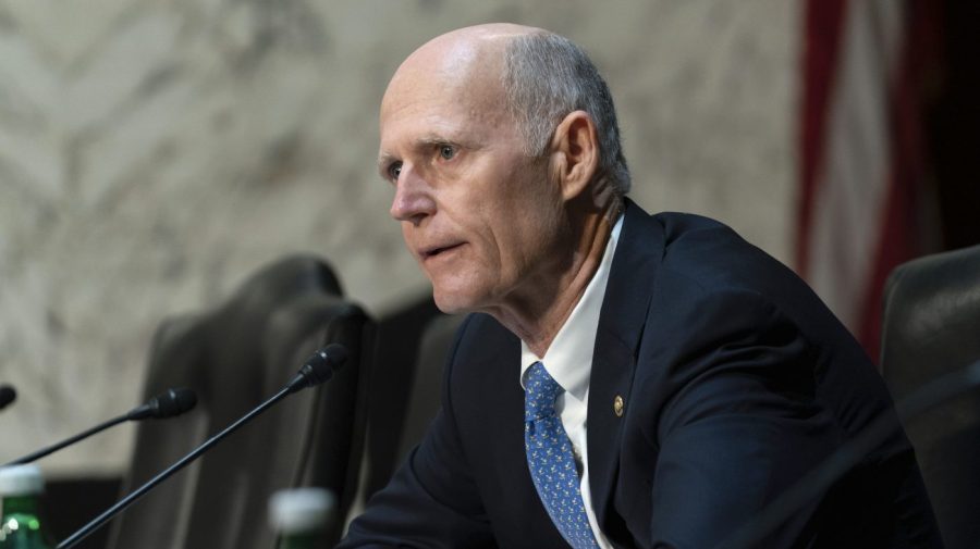 Senator Rick Scott speaks during a hearing.