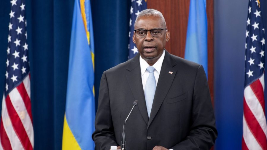 Defense Secretary Lloyd Austin speaks during a press briefing.