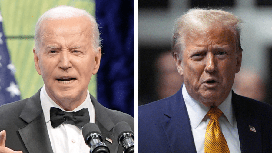 President Biden and former President Trump appear side-by-side in this composite image.