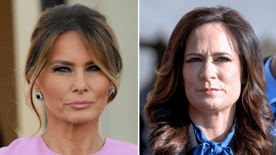 Melania Trump and Stephanie Grisham appear side-by-side in this composite image.