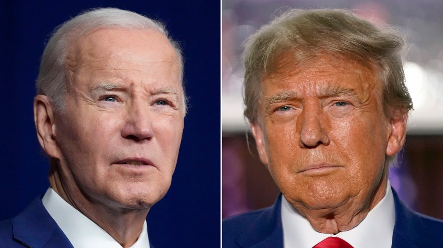 President Biden and former President Trump appear side-by-side in this composite image.