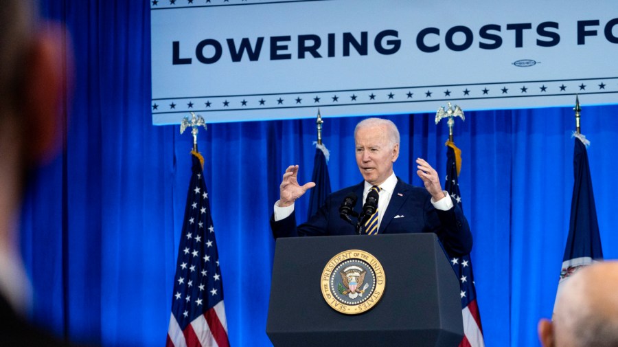 President Joe Biden speaks at the Daniel Technology Center of Germanna Community College – Culpeper Campus, Feb. 10, 2022, in Culpeper, Va.