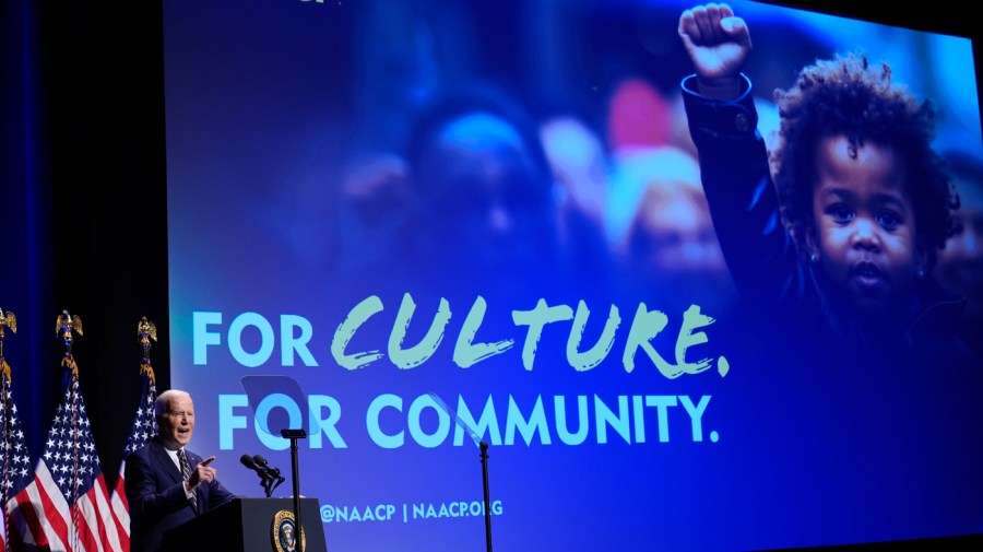 President Biden speaks at the National Museum of African American History and Culture.