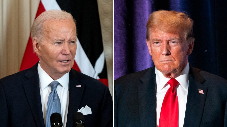 President Biden and former President Trump appear side-by-side in this composite image.