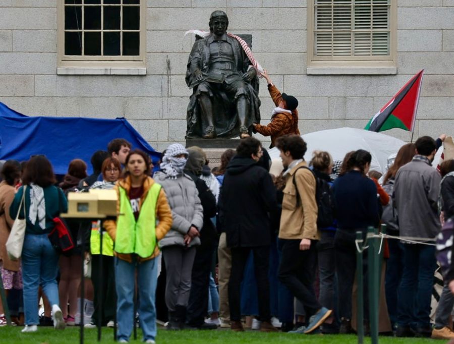 Protesters demonstrate on campus.