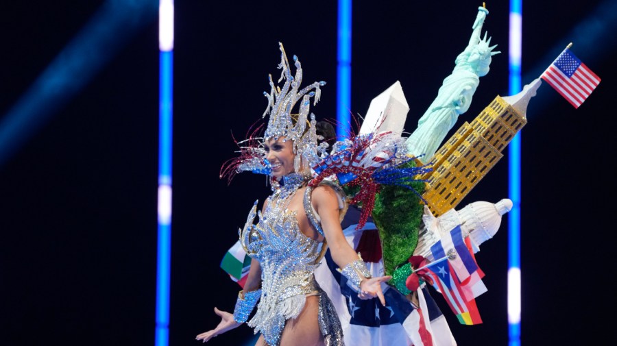 Miss USA Noelia Voigt competes in the national costume competition at the Miss Universe Beauty Pageant in San Salvador, Thursday, Nov. 16, 2023.