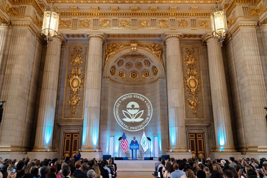 Environmental Protection Agency Administrator Michael Regan speaks to employees in Washington, Thursday, June 27, 2024. ( AP Photo/Jose Luis Magana)