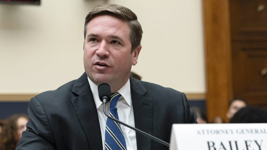 Missouri Attorney General Andrew Bailey speaks at a congressional hearing.