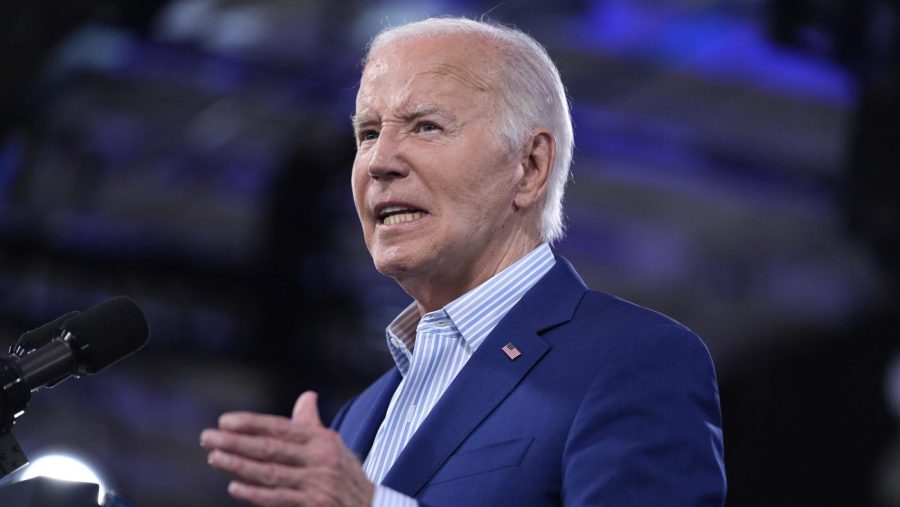 President Biden speaks at a campaign event.