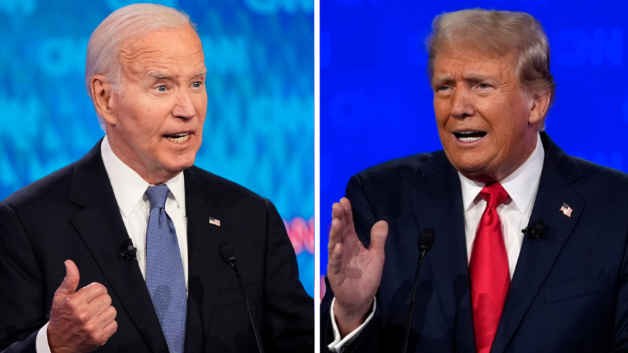 President Biden and former President Trump appear side-by-side in this composite image.