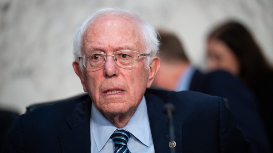 File - Senator Bernie Sanders speaks at a congressional hearing.