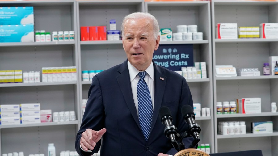 President Joe Biden speaks about prescription drug costs at the National Institutes of Health in Bethesda, Md., Thursday, Dec. 14, 2023.