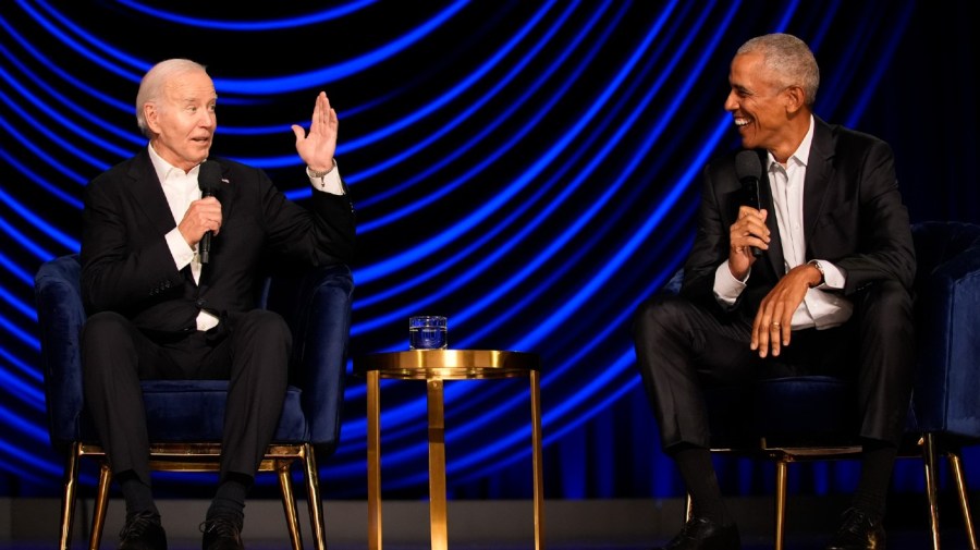 President Joe Biden speaks during a campaign event with former President Barack Obama moderated by Jimmy Kimmel at the Peacock Theater, Saturday, June 15, 2024, in Los Angeles.