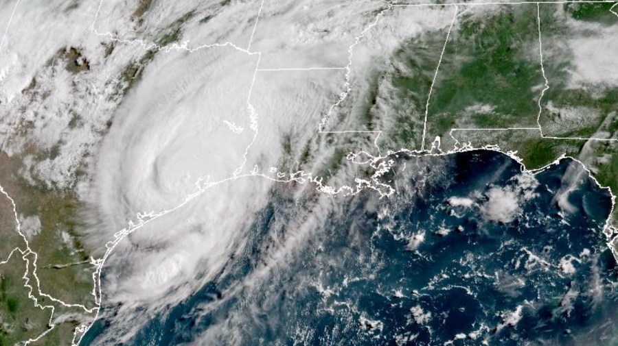 Satellite image shows Tropical storm Beryl over Texas.