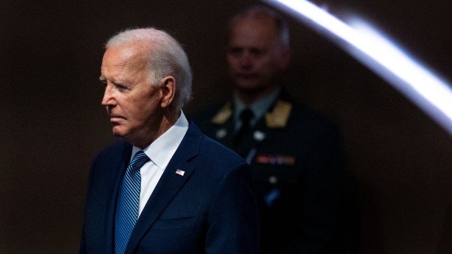 President Joe Biden arrives for the NATO summit in Washington, July 10, 2024. Biden dropped out of the 2024 race for the White House on Sunday, July 21, ending his bid for reelection following a disastrous debate with Donald Trump that raised doubts about his fitness for office just four months before the election. (AP Photo/Jacquelyn Martin, File)