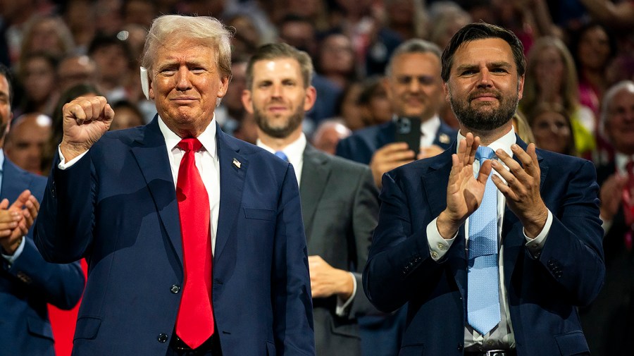 Former President Trump and newly-announced running mate Sen. J.D. Vance (R-Ohio)