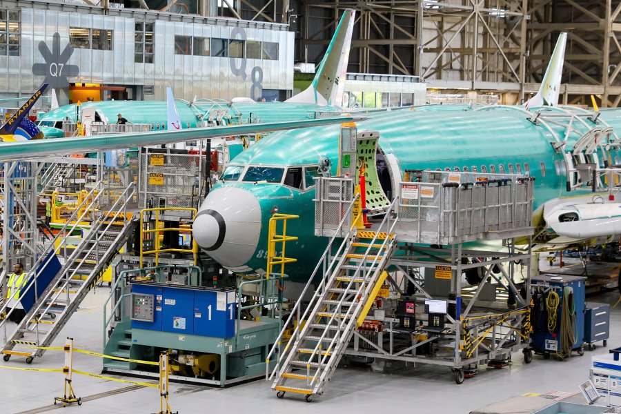 FILE - Boeing 737 MAX airplanes are shown on the assembly line during a media tour at the Boeing facility in Renton, Wash., June 25, 2024. (Jennifer Buchanan/The Seattle Times via AP, Pool, File)