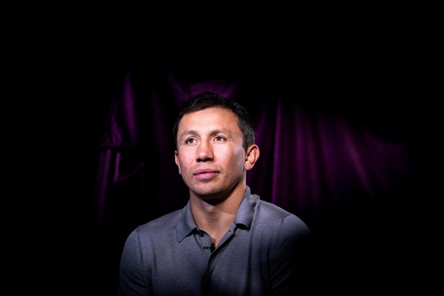 FILE - Boxer Gennadiy Golovkin, of Kazakhstan, speaks during an interview with The Associated Press, Tuesday, June 28, 2022, in New York. (AP Photo/Julia Nikhinson, File)