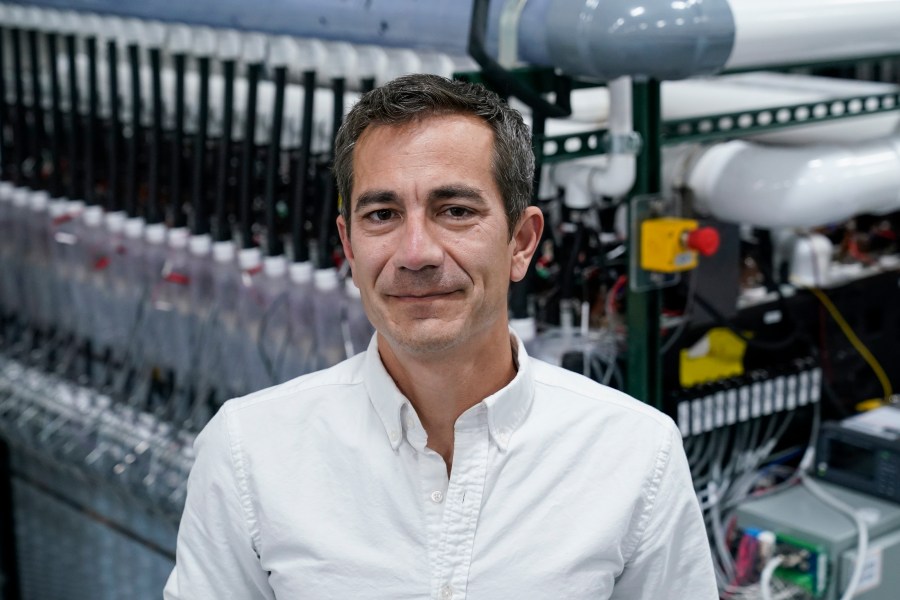 FILE - Mateo Jaramillo, CEO and co-founder of Form Energy, poses for a photograph inside the company's lab, June 8, 2023, in Berkeley, Calif. (AP Photo/Godofredo A. Vásquez, File)