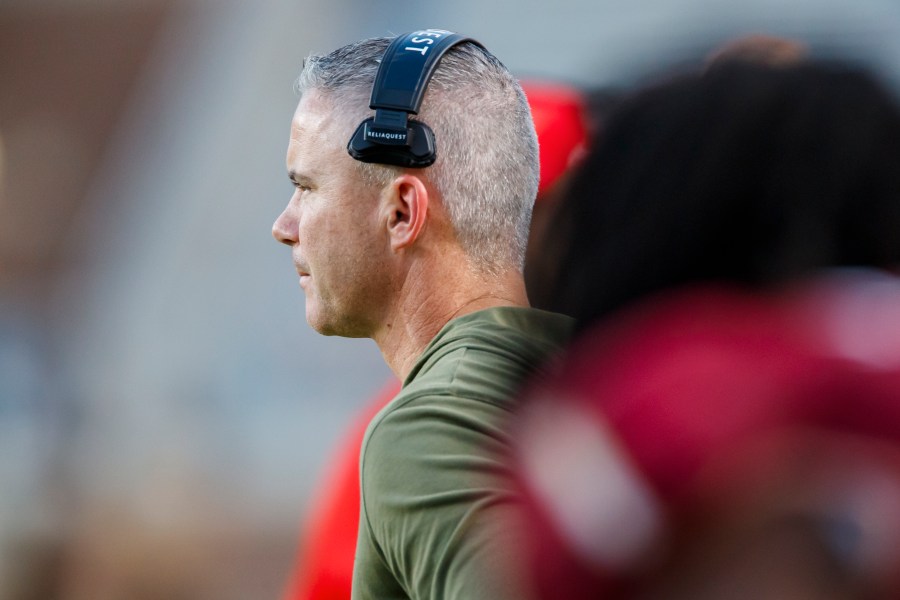 Florida State head coach Mike Norvell looks on during the second half of an NCAA college football game against North Carolina, Saturday, Nov. 2, 2024, in Tallahassee, Fla. (AP Photo/Colin Hackley)