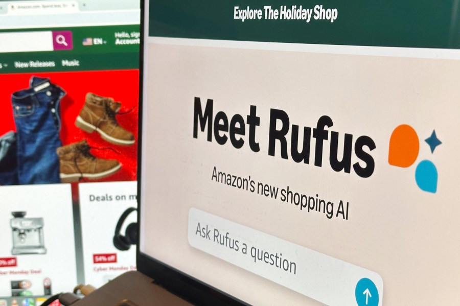 Amazon's generative AI-powered shopping assistant, known as Rufus, appears on a computer monitor in this photo taken on Dec. 1, 2024, in New York. (AP Photo/Peter Morgan)