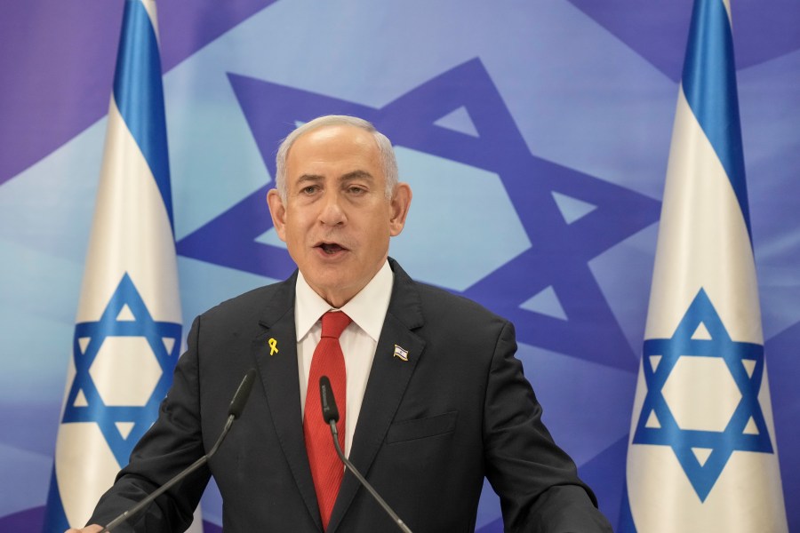 FILE - Israeli Prime Minister Benjamin Netanyahu speaks during a press conference in Jerusalem, Dec. 9, 2024. (AP Photo/Maya Alleruzzo, Pool, File)